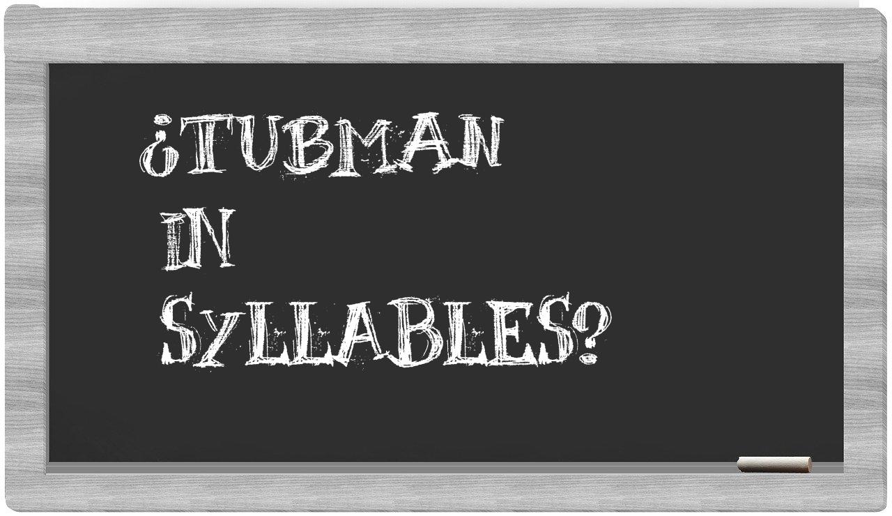 ¿Tubman en sílabas?