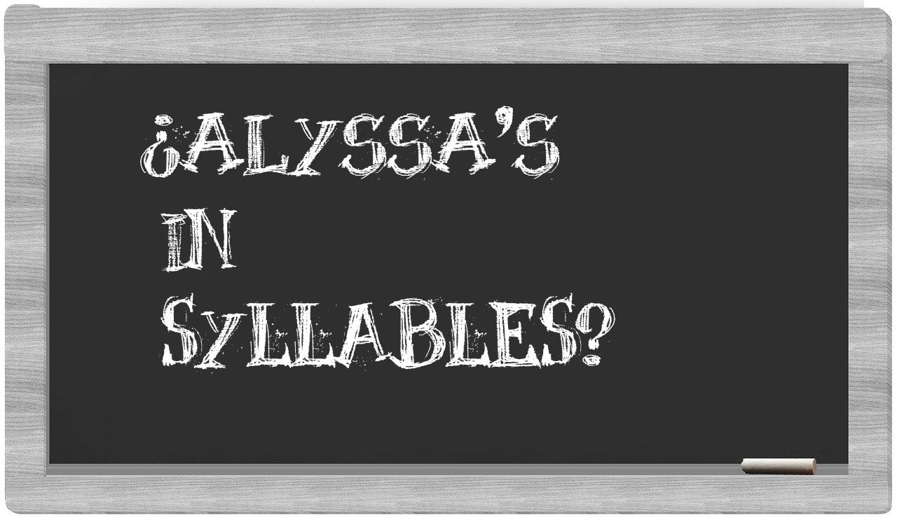 ¿Alyssa's en sílabas?