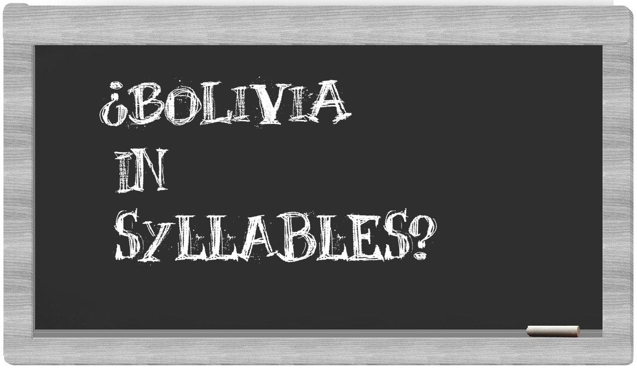 ¿Bolivia en sílabas?