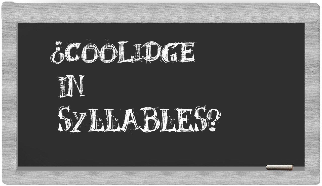 ¿Coolidge en sílabas?