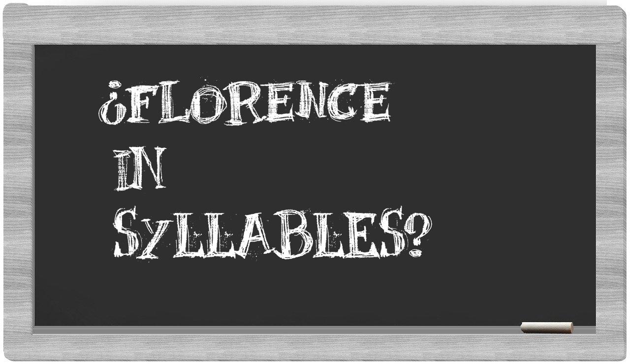 ¿Florence en sílabas?