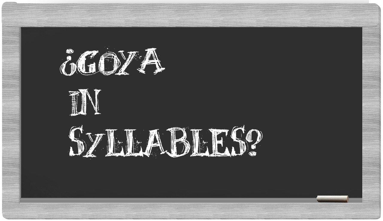 ¿Goya en sílabas?