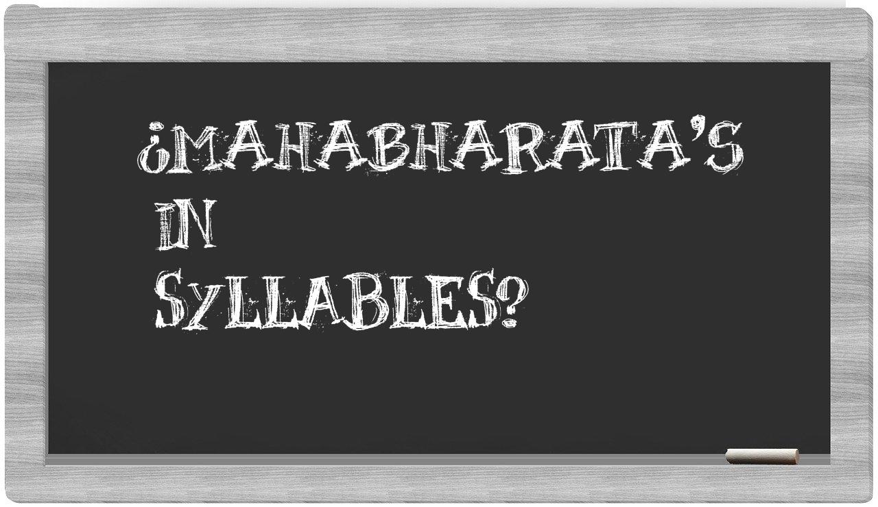 ¿Mahabharata's en sílabas?