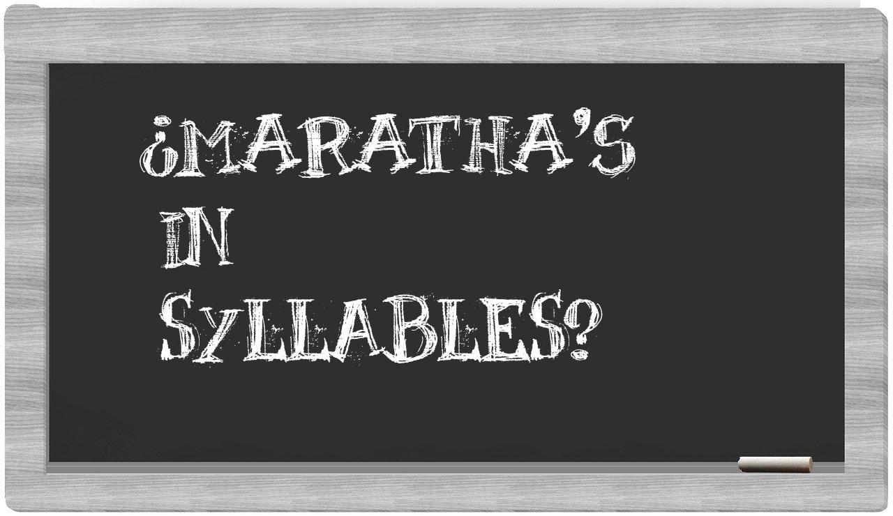 ¿Maratha's en sílabas?
