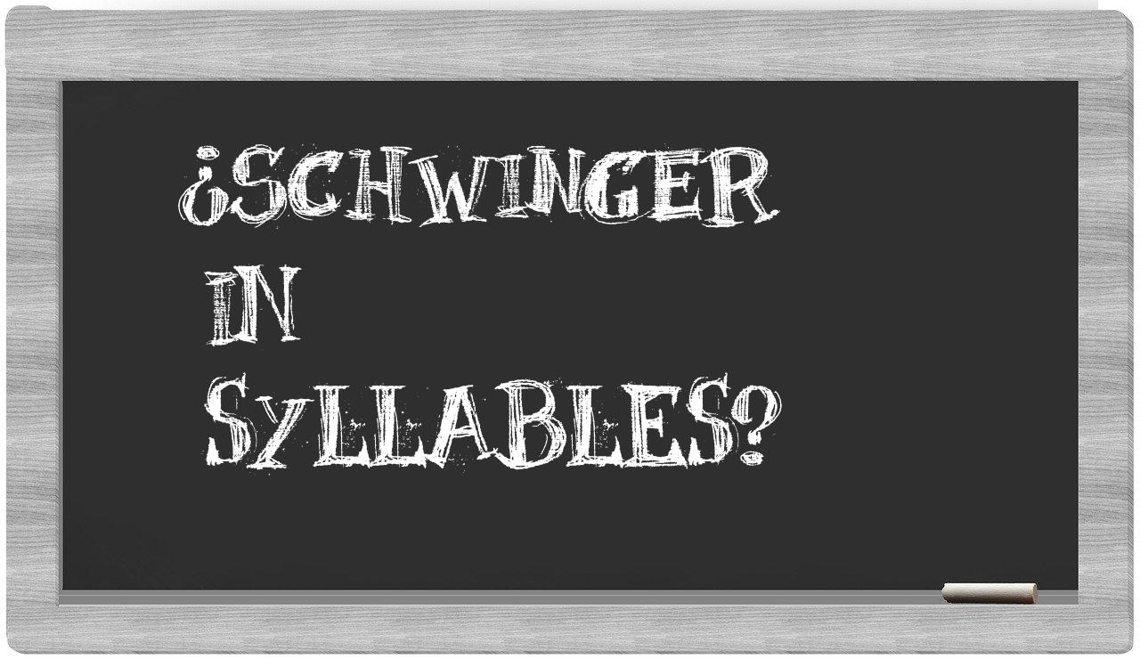 ¿Schwinger en sílabas?