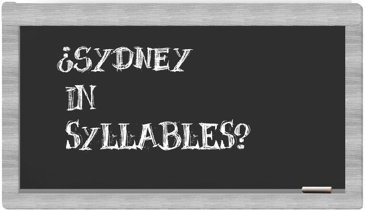 ¿Sydney en sílabas?