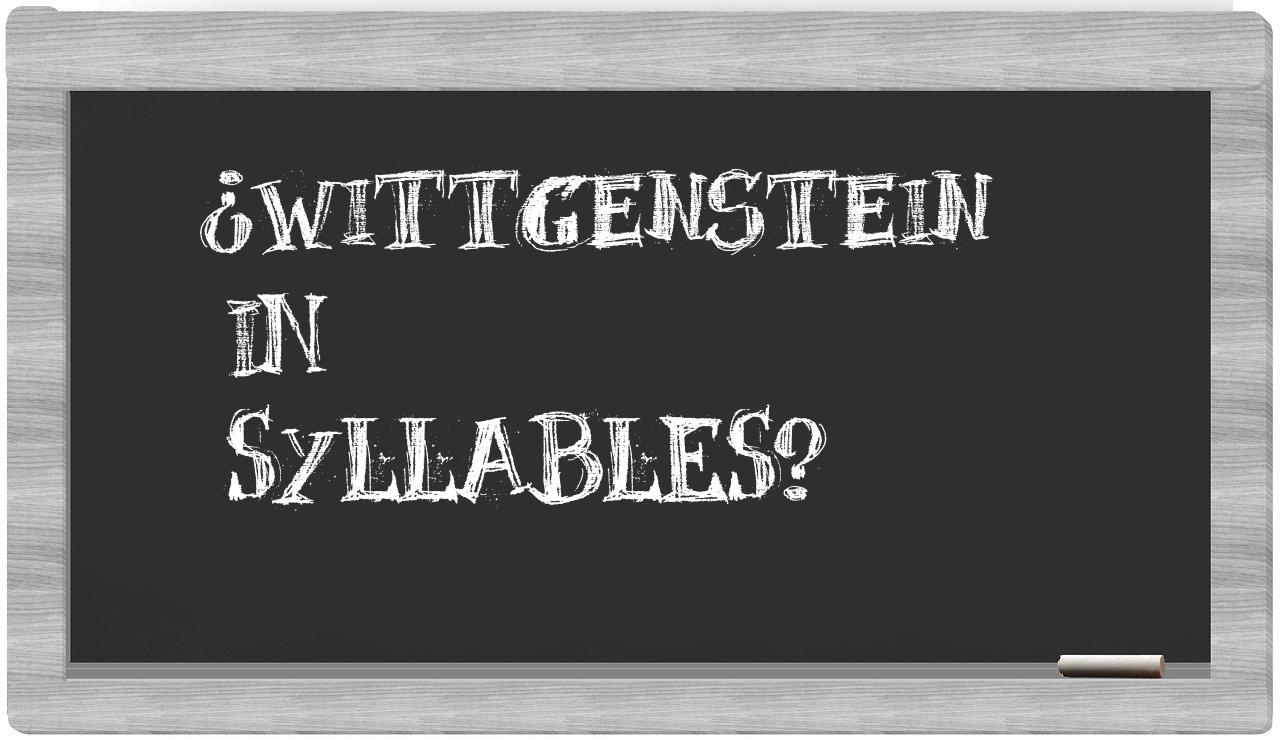 Wittgenstein in syllables