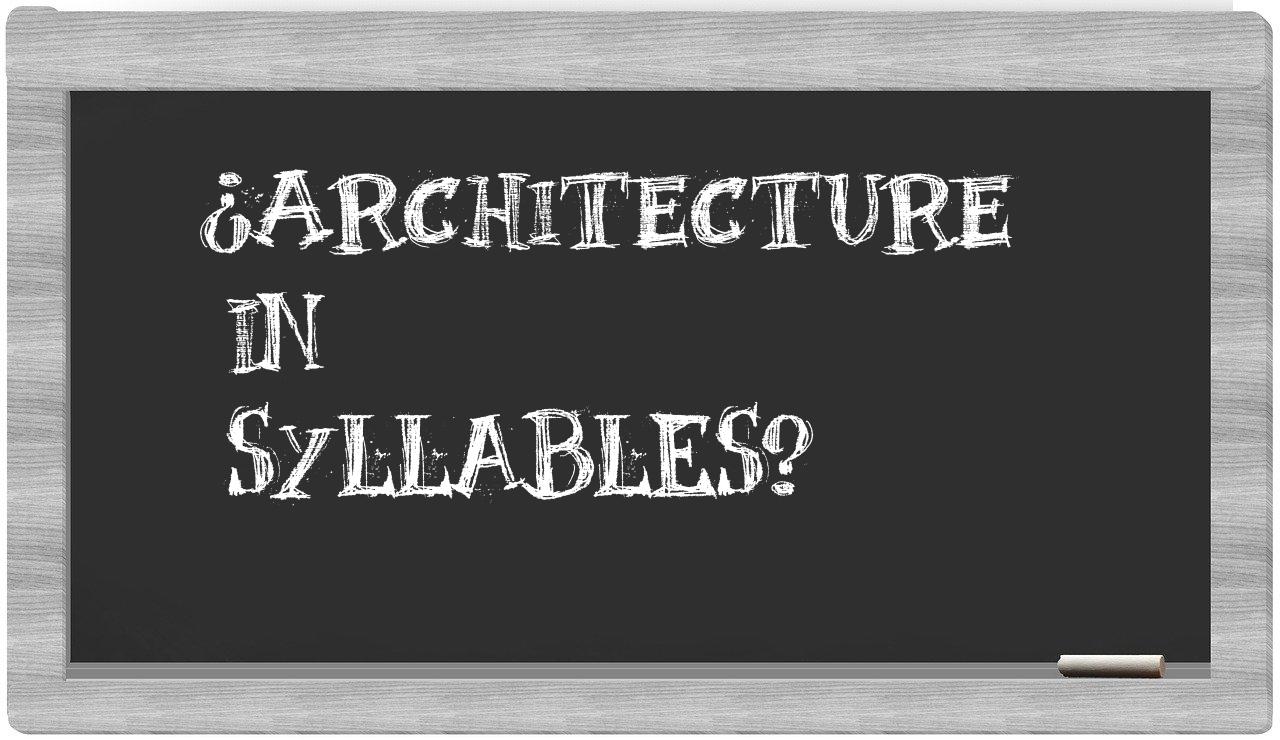 architecture in syllables