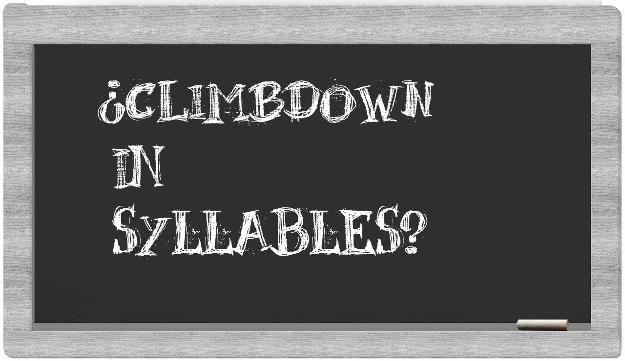climbdown in syllables