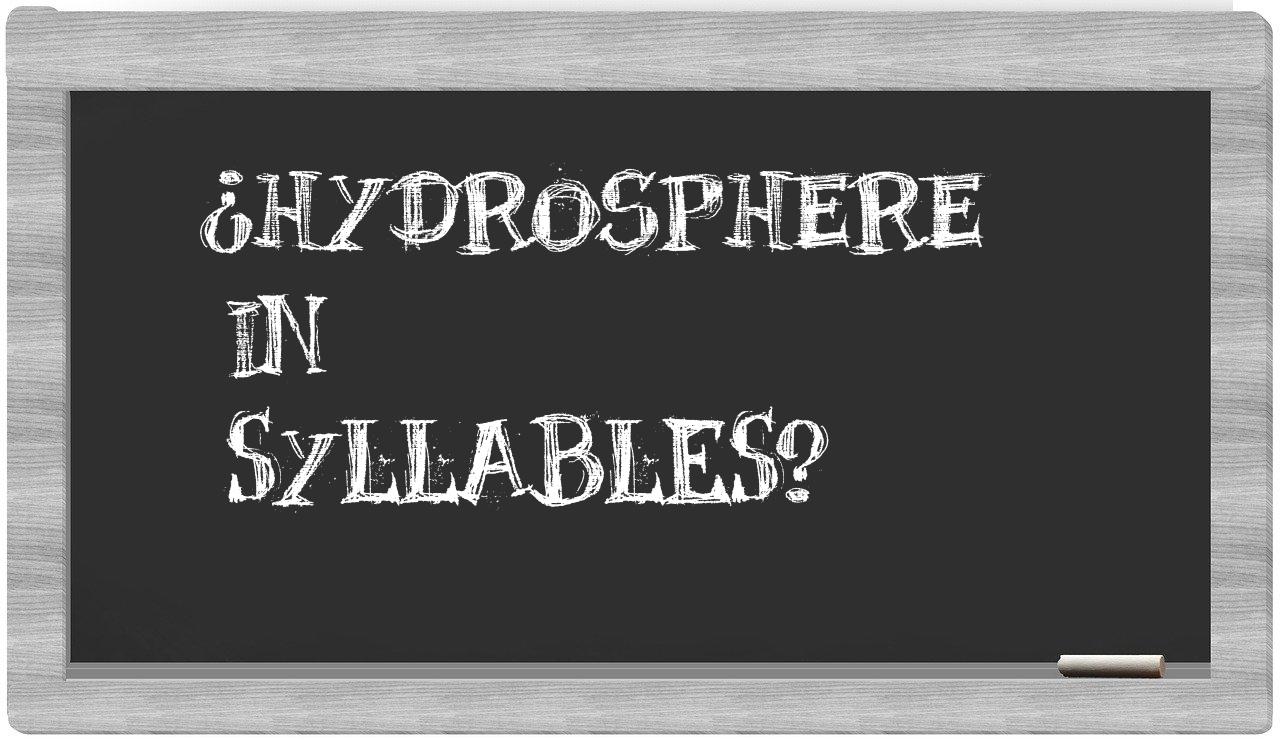 ¿hydrosphere en sílabas?