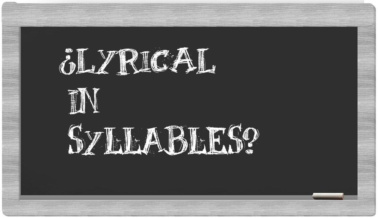 lyrical in syllables