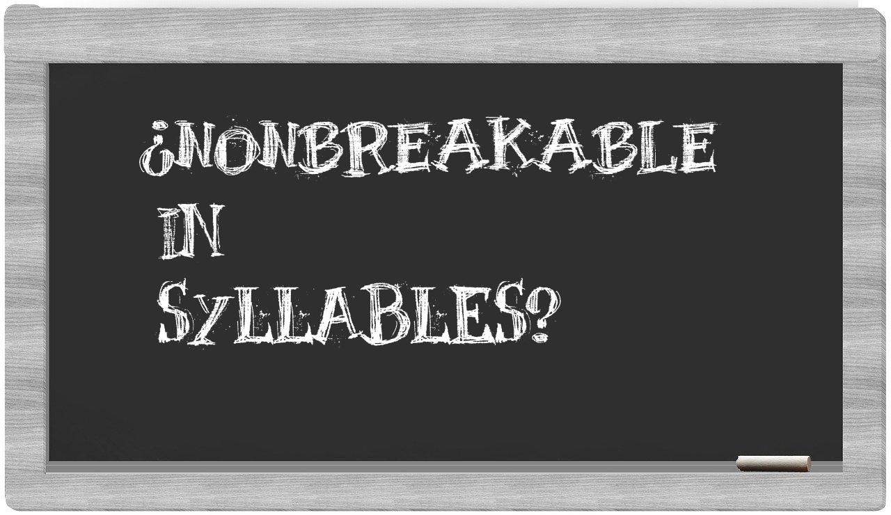 nonbreakable in syllables