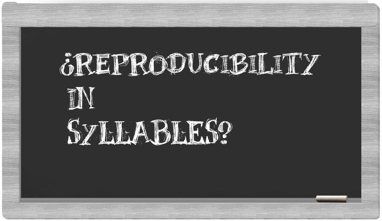 reproducibility in syllables