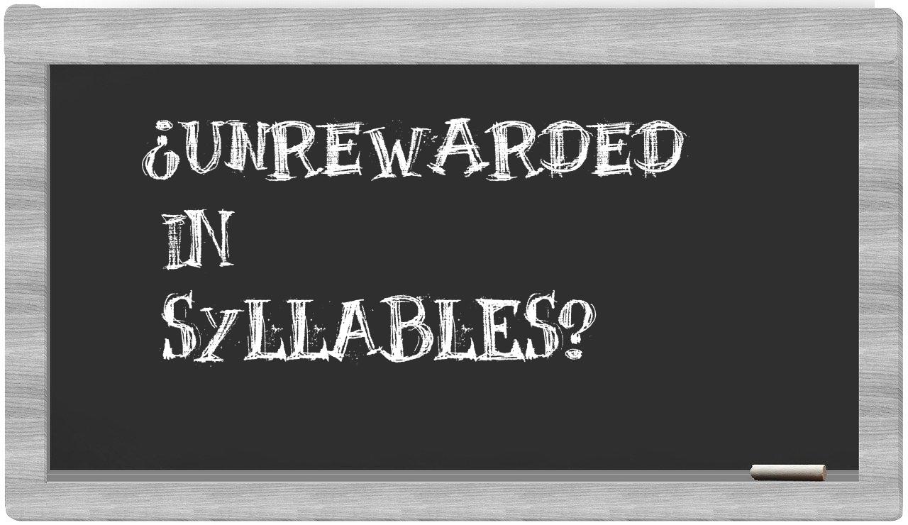 unrewarded in syllables